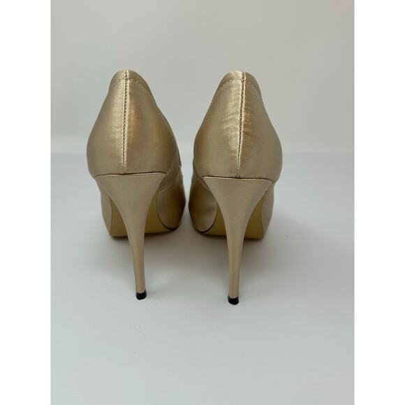Steve Madden High Heel Shoes Women 8M "Feelixx" Stiletto Gold Satin Bling Party - Picture 4 of 13